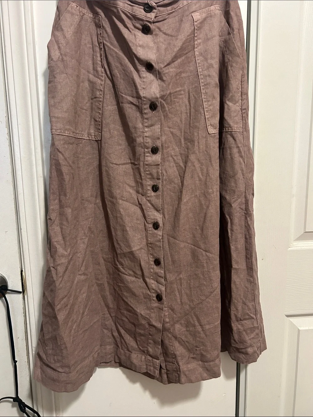 Universal Thread Button-Front Maxi Skirt in Mauve-Taupe